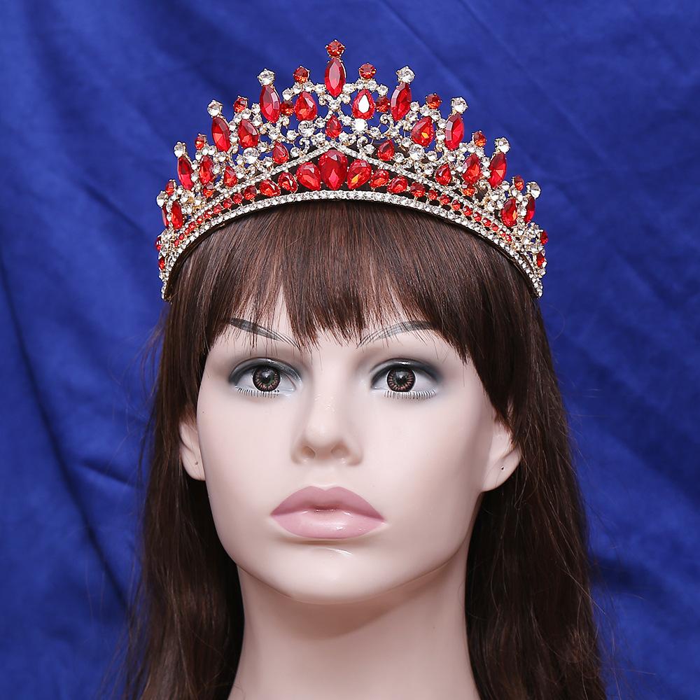 New Baroque Fashion Large Crown Headpiece Bride Birthday Hair Comb Inlaid with Rhinestone Wedding