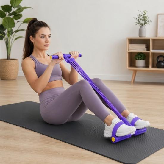 Pedal Resistance Band with Handle, 10-Tube Pedal Ankle Puller Exerciser, Multifunction Tension Rope for Arm, Leg, Waist, Shoulder Training