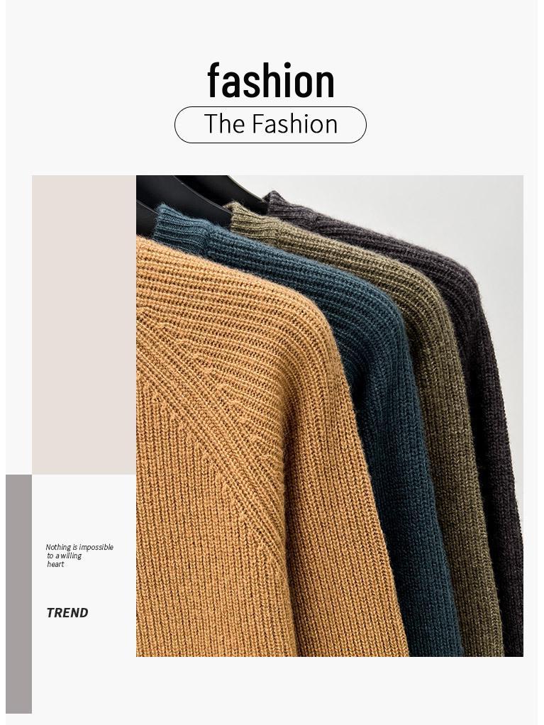 Men's Autumn & Winter 100% Wool Half-High Neck Sweater - Middle-Aged & Dad's Fashion