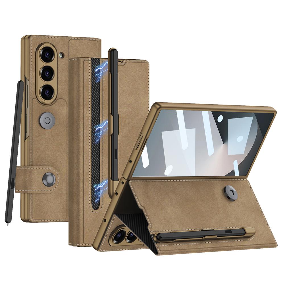 Samsung Z Fold6 Mobile Phone Case Folding Screen Carbon Fiber Shell Film Ultra Thin All Inclusive with Pen Slot Stylish Thin