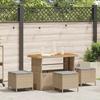 VidaXL 4-piece Garden Dining Set with Cushions Beige Poly Rattan Acacia 42007924