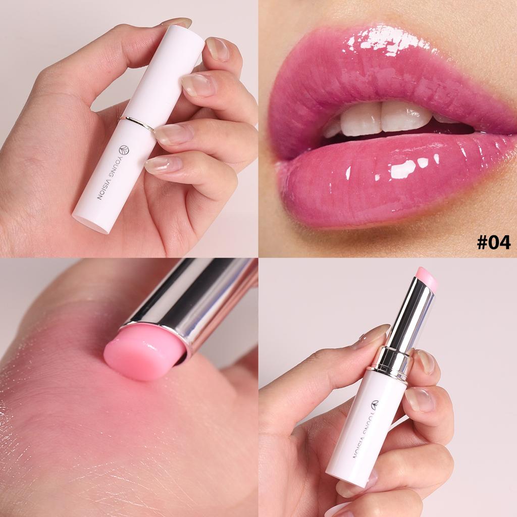 Temperature Change Lip Balm, Fruit Flavored Moisturizing Color Changing Lipstick, Clear To Pink Hydrating Lip Care Makeup