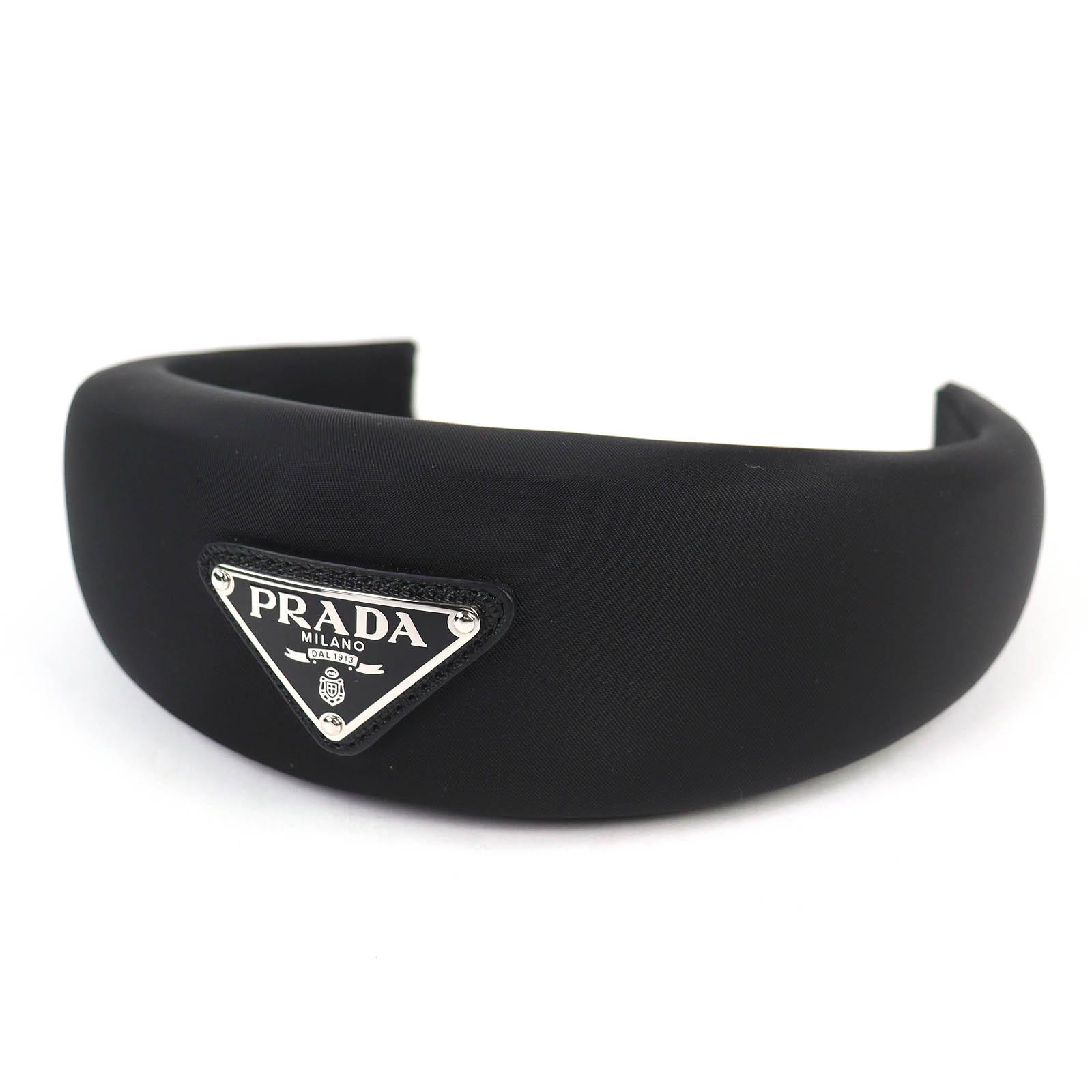 

Excellent PRADA hair accessory Triangle logo with RE-NYLON headband black 1IH016 Used
