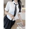 Senior Girl Waist-Cinching JK Uniform Shirt - Japanese Summer Academic Style, Short-Sleeved, Pure Desire