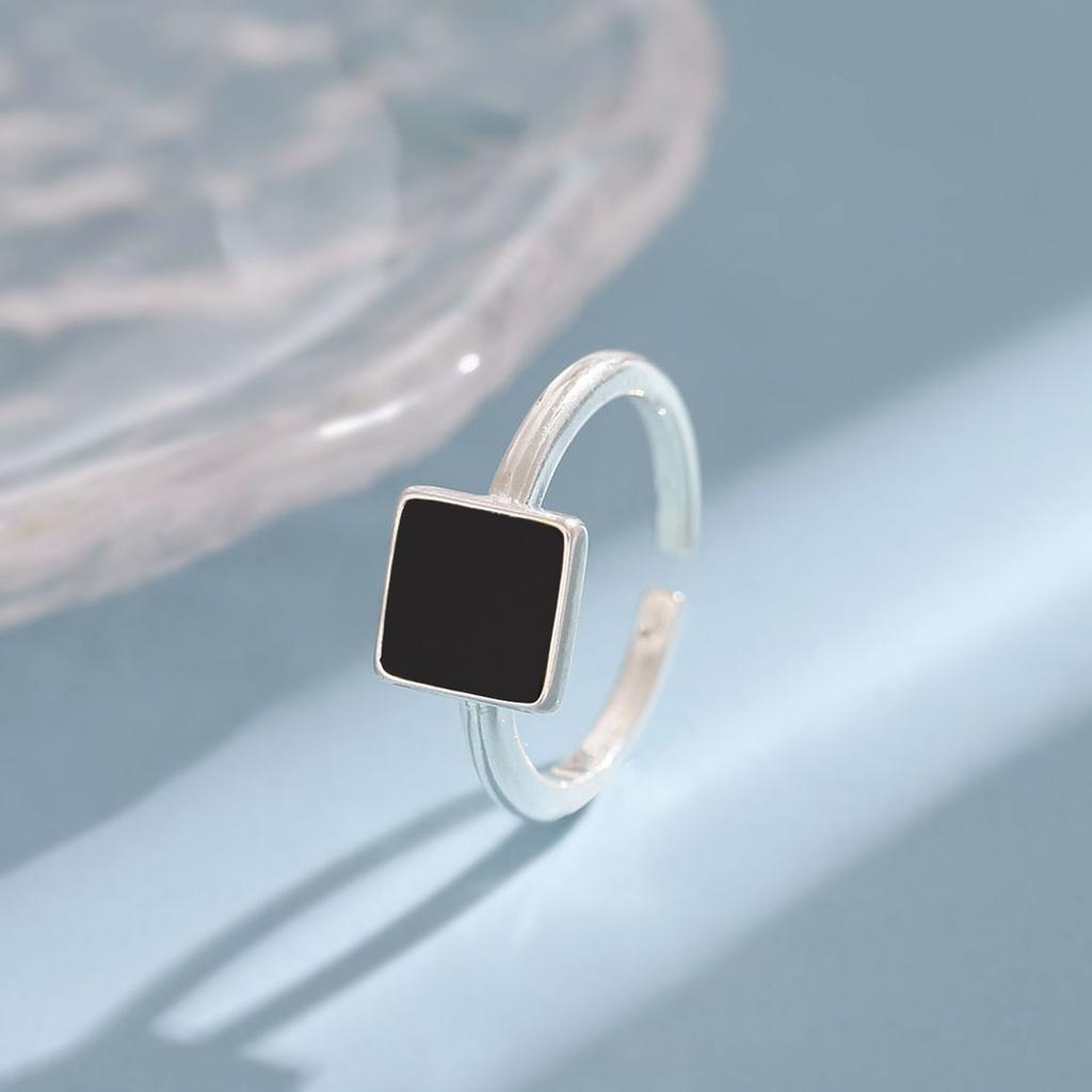 925 Sterling Silver Rings For Women Geometric Fine Jewelry Finger Adjustable Simple Blue Stone Leaf Ring For Party Birthday Gift