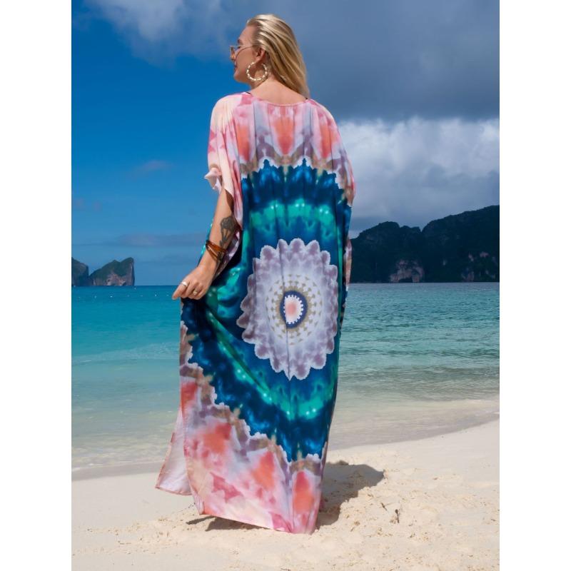 Damska Moda Lato Wiosna Panterka Rękawy 1/2 Dekolt V Luźna Talia Sukienki Casualowe