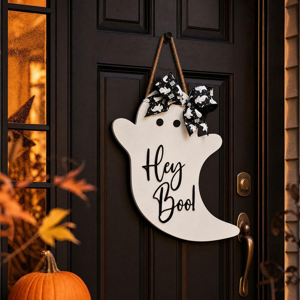 Halloween Wooden Hanging Sign Pumpkin Door Decor with, Funny Home Ornament
