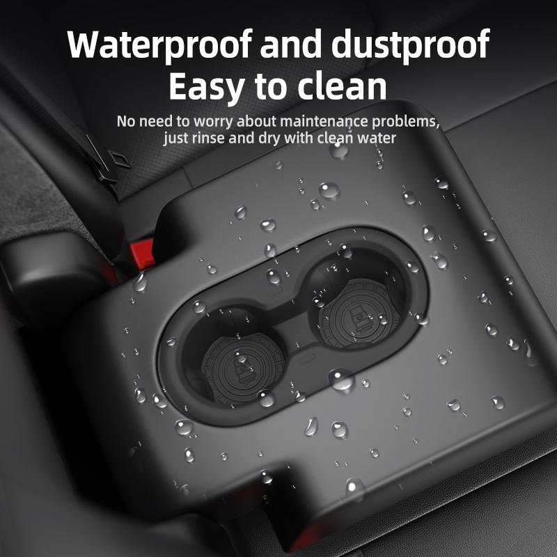Cup Holder For TESLA Model Y 2025 Juniper Second Row Seats Storage Center Armrest Hidden Box Silicone Protective Mats Organizer