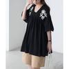 Foreign single Japanese and Korean ins spring and summer new V-neck temperament versatile shirt, fashionable loose breathable top