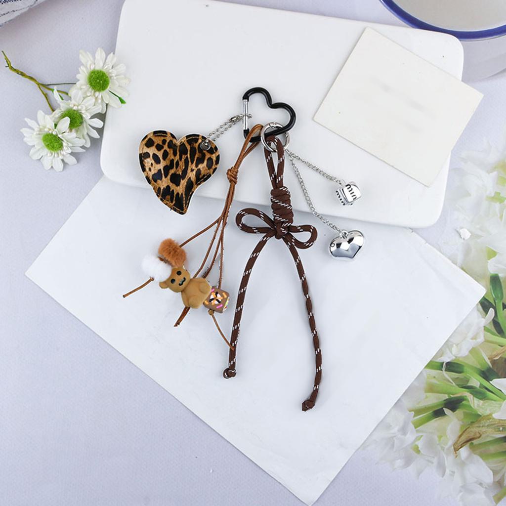 PU Bows Heart Keychain Charm Elegant Bag Accessory Gift For Women Girls Lightweight Bag Pendant For Purse Keys Phone