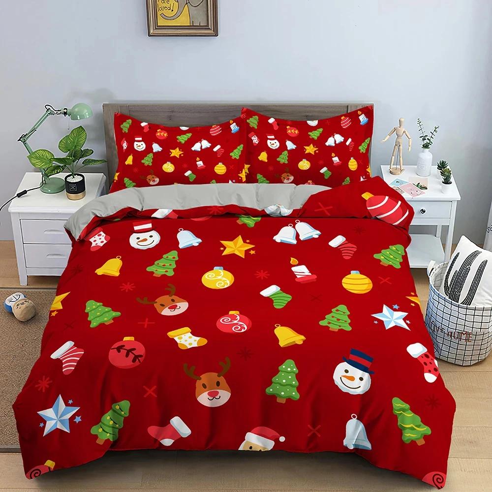 3D Merry Christmas White Bedding Sets Xmas Duvet/Quilt Cover Set Polyester Comforter Cover King Queen Full Twin Red Bow Beige