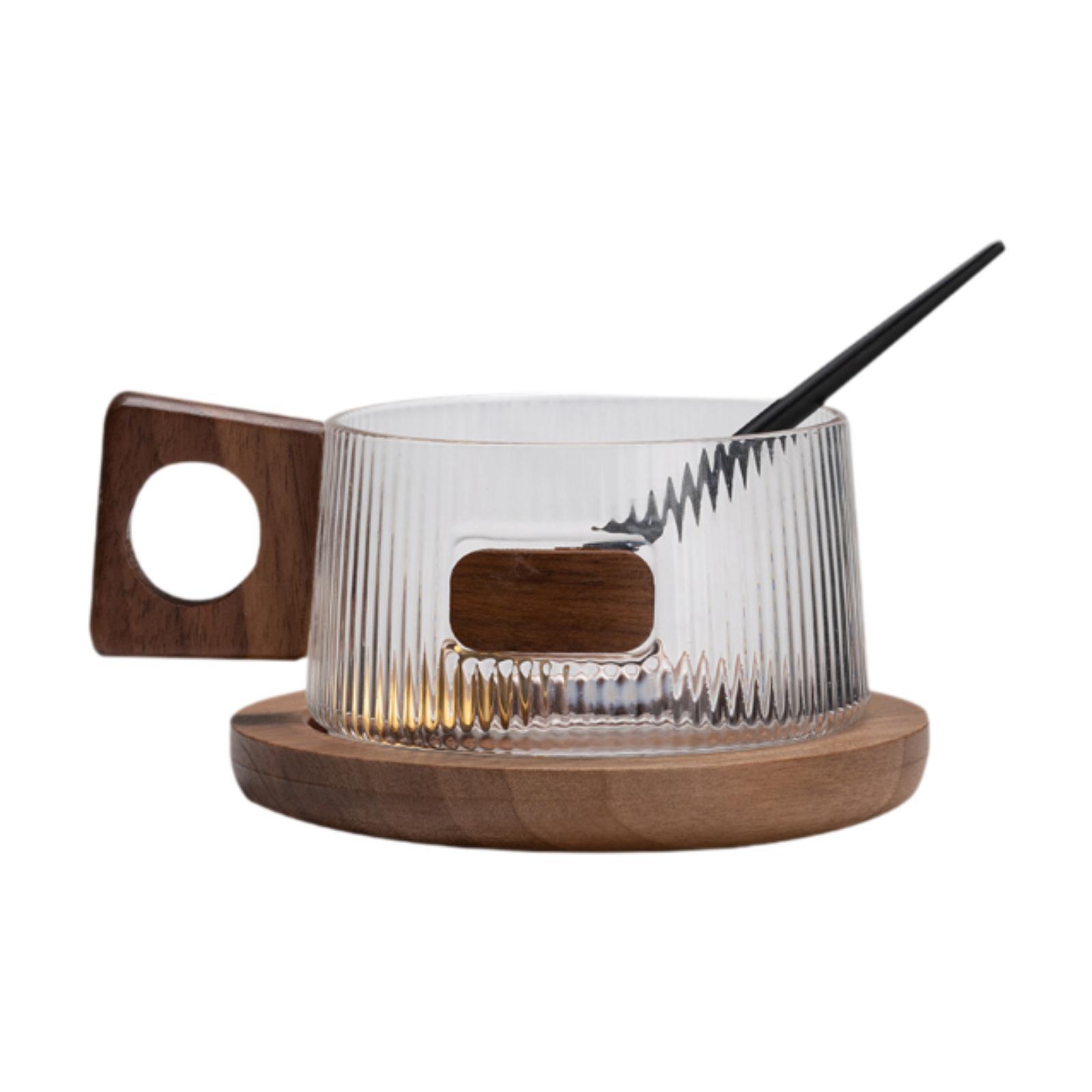 

Coffee Mug with Saucer Glass Tea Cup for Restaurant Afternoon Tea Time Cafe