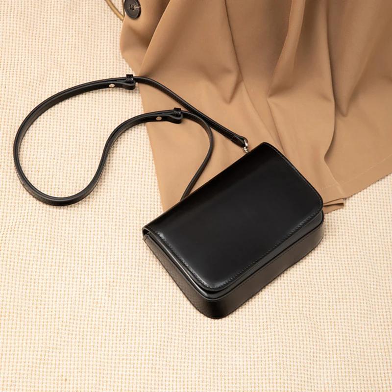 Female Natural Cowhide Handbags Women Cow Genuine Leather Shoulder Small Bag Ladies Fashi Designer Luxury Retro Crossbody Bags
