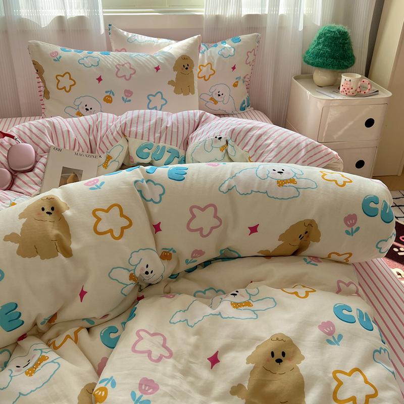 Pure Cotton Bedding Set Four-piece Set Skin-friendly Breathable and Comfortable Bed Sheet Quilt Cover Pillowcase