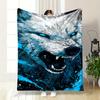 Ferocious Blue-Eyed Wolf Design Blanket print blanket soft and cozy perfect for the living room bed sofa or a nap,gift