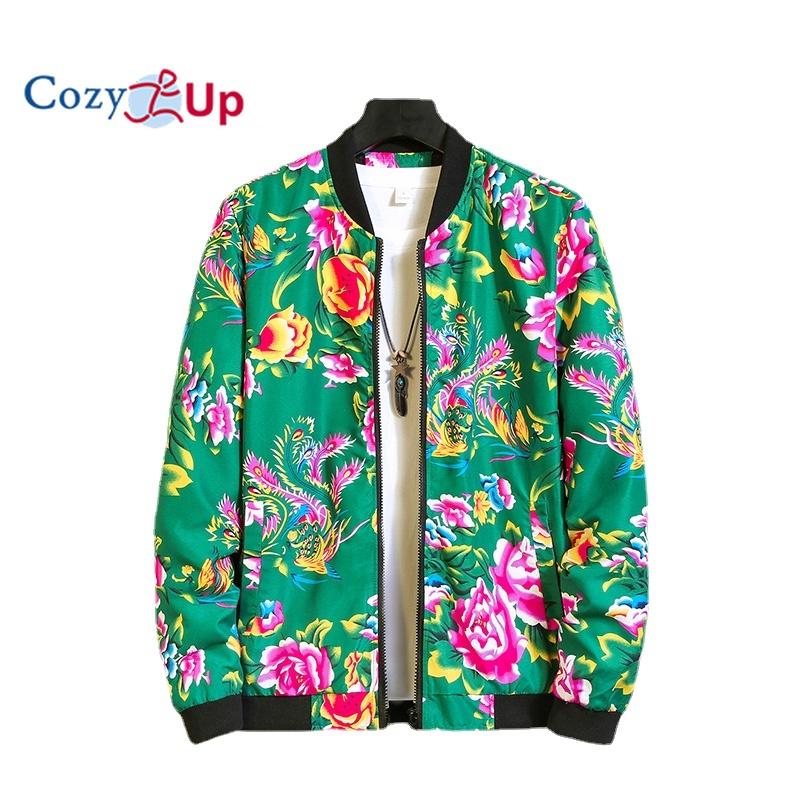 Cozy Up Men's Baseball Collar Lightweight Printed Jacket
