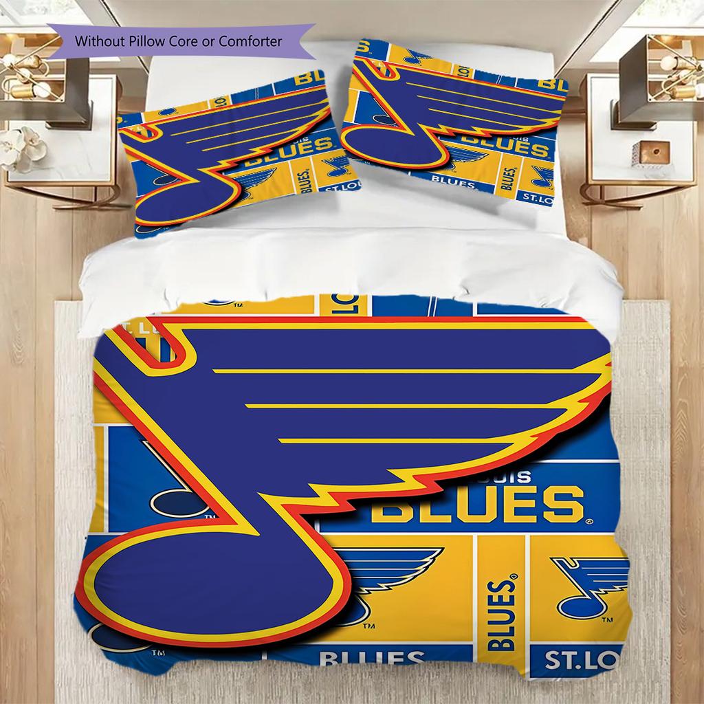 St. Set Copripiumino Trapuntato Louis Blues Federa Decorazione Casa Regalo di Compleanno (1 * copripiumino + 2 * federa, senza nucleo)