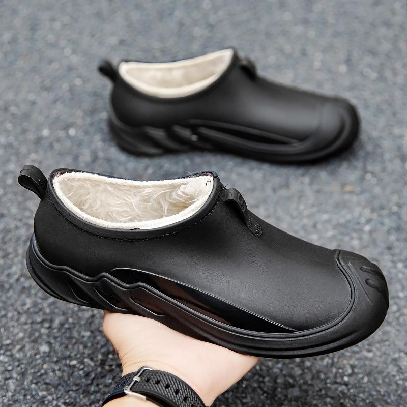 Fashion Low-top Shallow-mouth Men's Rain Shoes Men's One-pedal Water Shoes Rubber Shoes Rainy Day Versatile Men's Wading Shoes