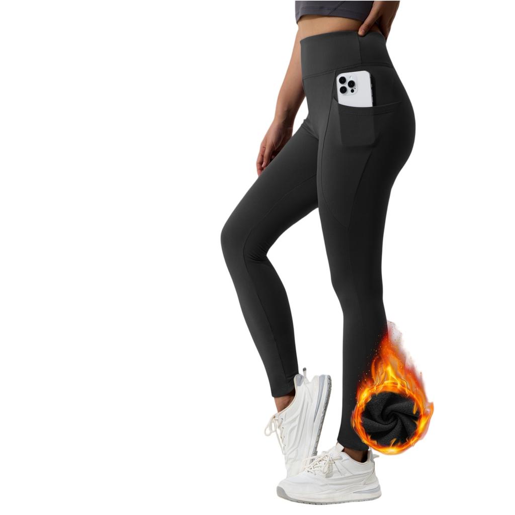 Fashion Women's High Waist Pocket Sports Yoga Pants Cross-border Warm Leggings
