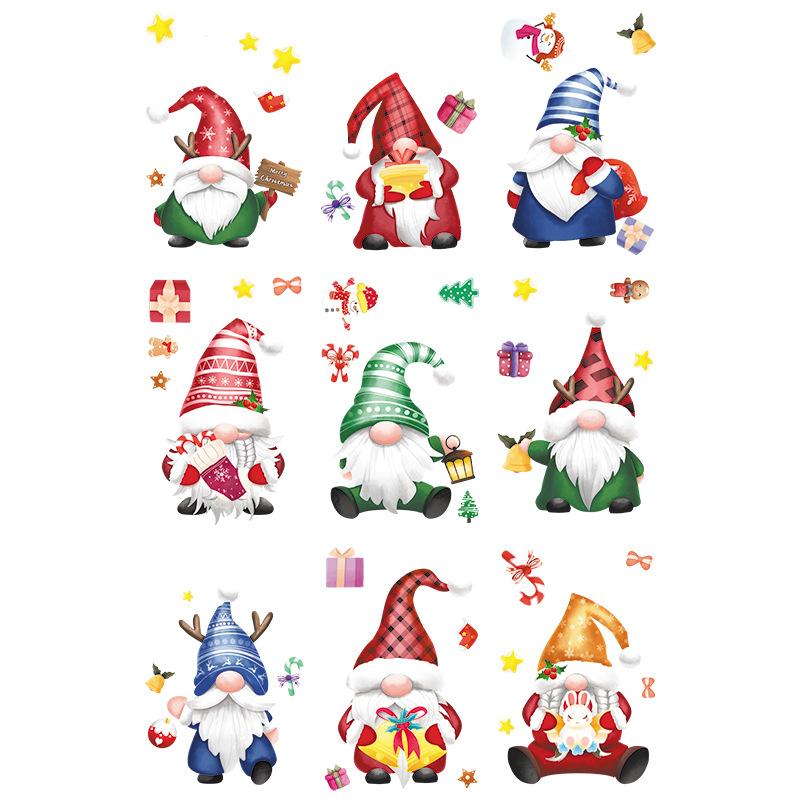 Cartoon Santa Claus, Festive Atmosphere, Store and Shopping Mall Window Decoration, Scene Arrangement, Static Glass Stickers