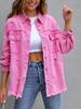 Dame Europeisk og Amerikansk Stil Ensfarget Ripped Denimjakke