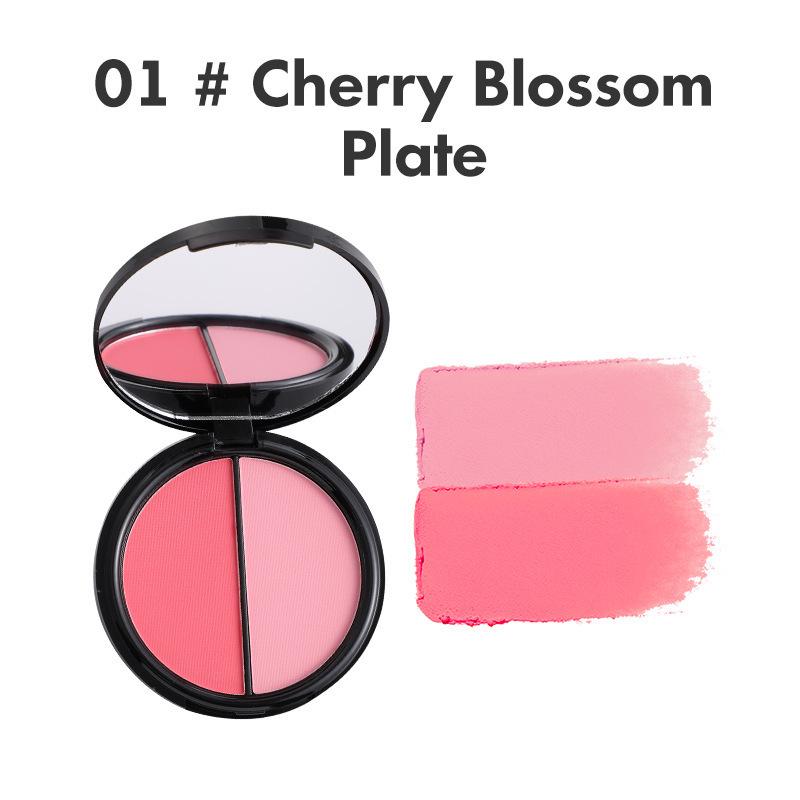 Two-Color Matte Blush Palette: Nude Makeup, Multi-Use, Perfect for Students.