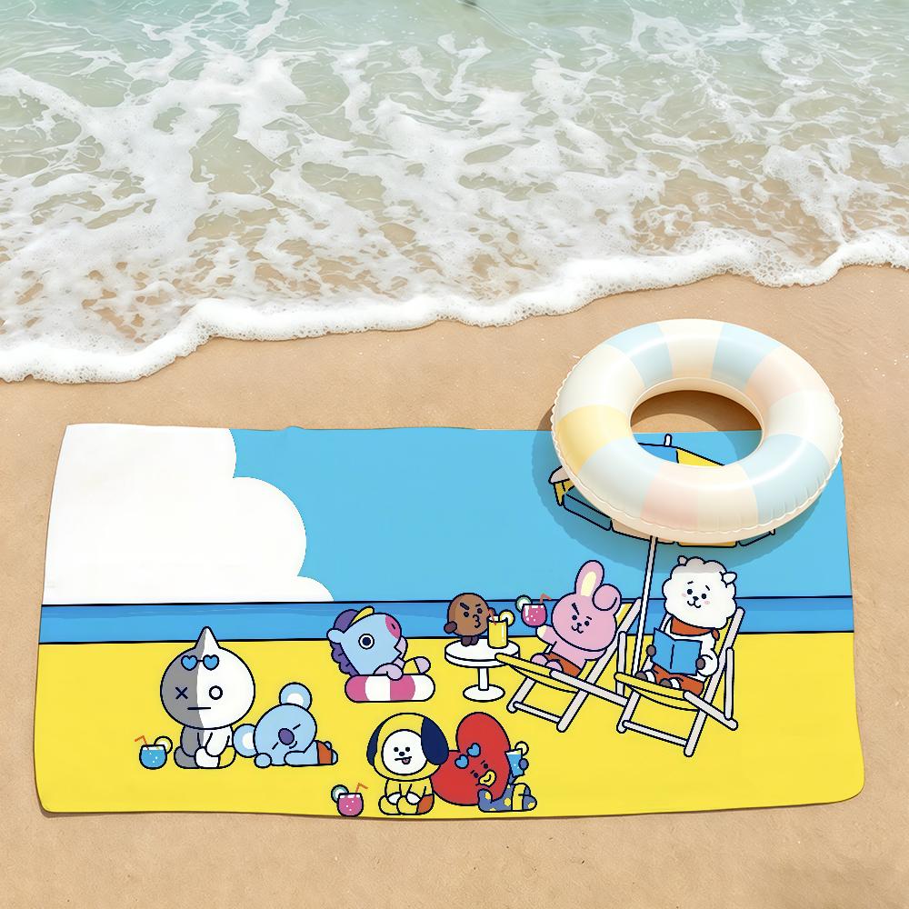 Cartoon cute B-BT 21 Towel Drying Bath Towel Applicable To Light Swimming Camping Yoga Beach Out