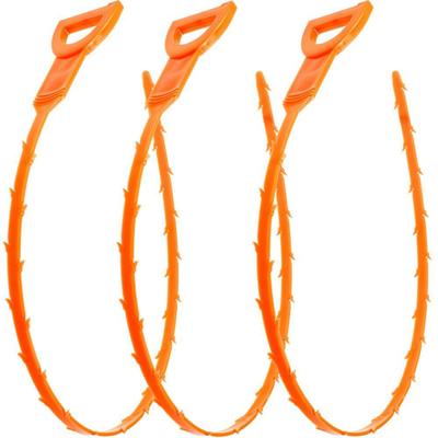 Strumento per la pulizia della rimozione degli zoccoli dei capelli del serpente di scarico del lavello della cucina del bagno in plastica da 3 pezzi