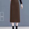 2025 Wool Blend High Waist Midi Skirt - Slimming, Versatile Straight Skirt with Slit for Autumn/Winter