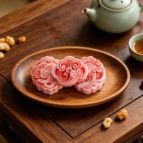 Auspicious Cloud Mooncake Silicone Mold for Peach Mountain Mooncake Mung Bean Cake Chinese Dessert Mold Japanese Wagashi Chocolate Baking Tool