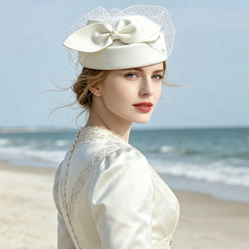 Elegante Fedora-Hut mit Schleife Französischer Stil Pillbox-Hut Uniform Stewardessenhut Medizinbox-Hut Dame