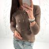 Cozy Women Plush Beaded Sweater Casual Solid Color Fur Sweatshirt With O-neck