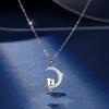 Moon Cat Wish Necklace – Non-fading, Fashionable Collarbone Jewelry, Trendy Niche Design, Ideal Gift for Friends or Birthdays.