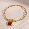 Women's Adjustable Stainless Steel Bracelet with Heart Pendant Oil Drop Designs Fashion Jewelry Statement Pieces