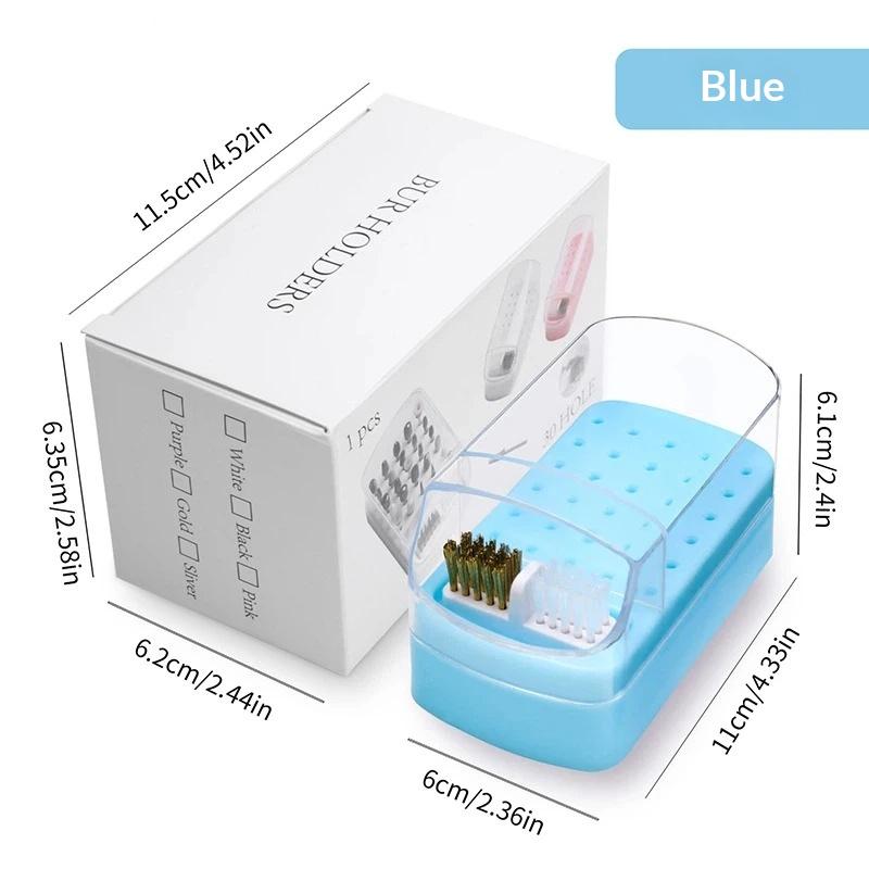 Nail Drill Bits Holder 30 Holes Dustproof Organizer Case With Cleanning Brush Salon Professional Manicure Display Stand