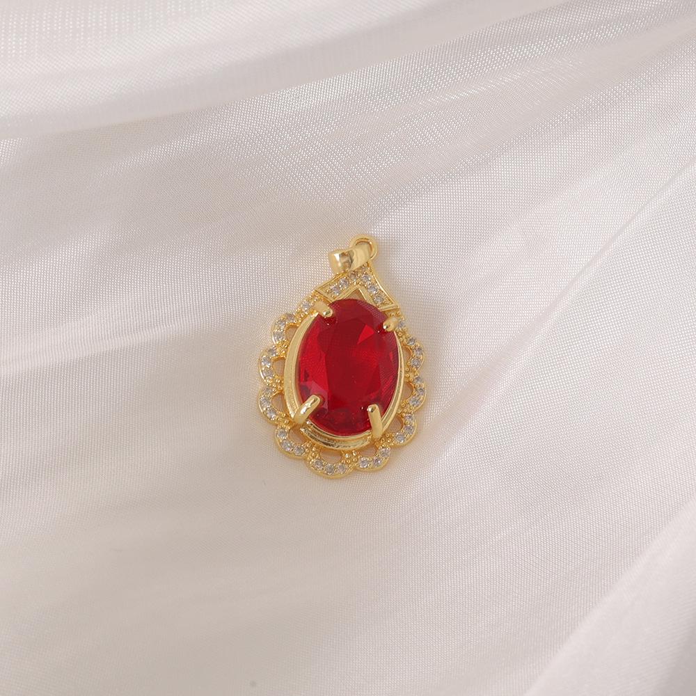 Elegante Tropfenförmige Rubin-Diamant-Anhänger Halskette Anhänger - Luxuriöses Antikes Stil Neujahrszubehör.