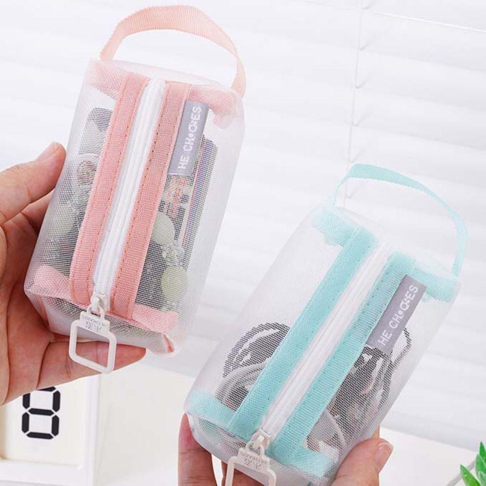 Lipstick Cosmetic Bag Clear Mesh Bag Change Storage Bag Fresh Color Card Bag Mini Coin Purse Women