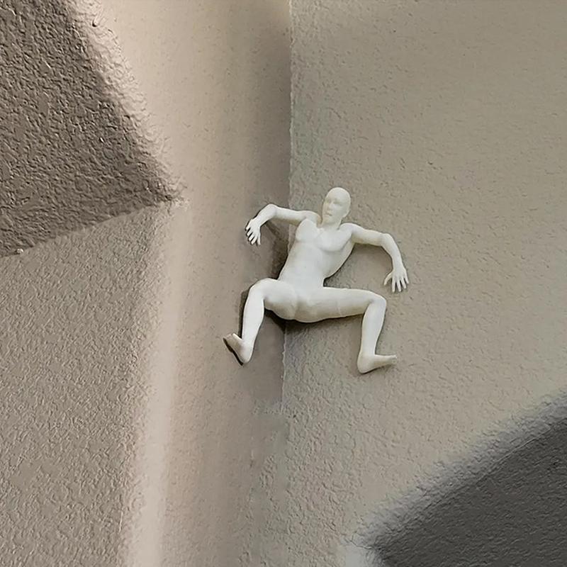 creative Figurine Wall Decor 3D Modern Adhesive Climbing Man Statue Sculpture Home Office Wall Art Ornament Climbing Enthusiasts