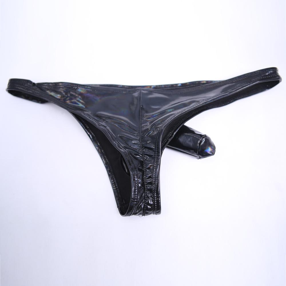 Erotic Men Sexy Faux Leather Customized Separation Shorts T Crotch Summer Colorful Black Stylish