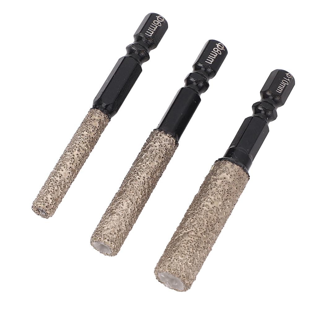 3PCS Set Diamond Drill Bits 2 in 1 Hex Shank Multifunctional 6mm 8mm 10mm Glass Drill Bit for Home Renovation