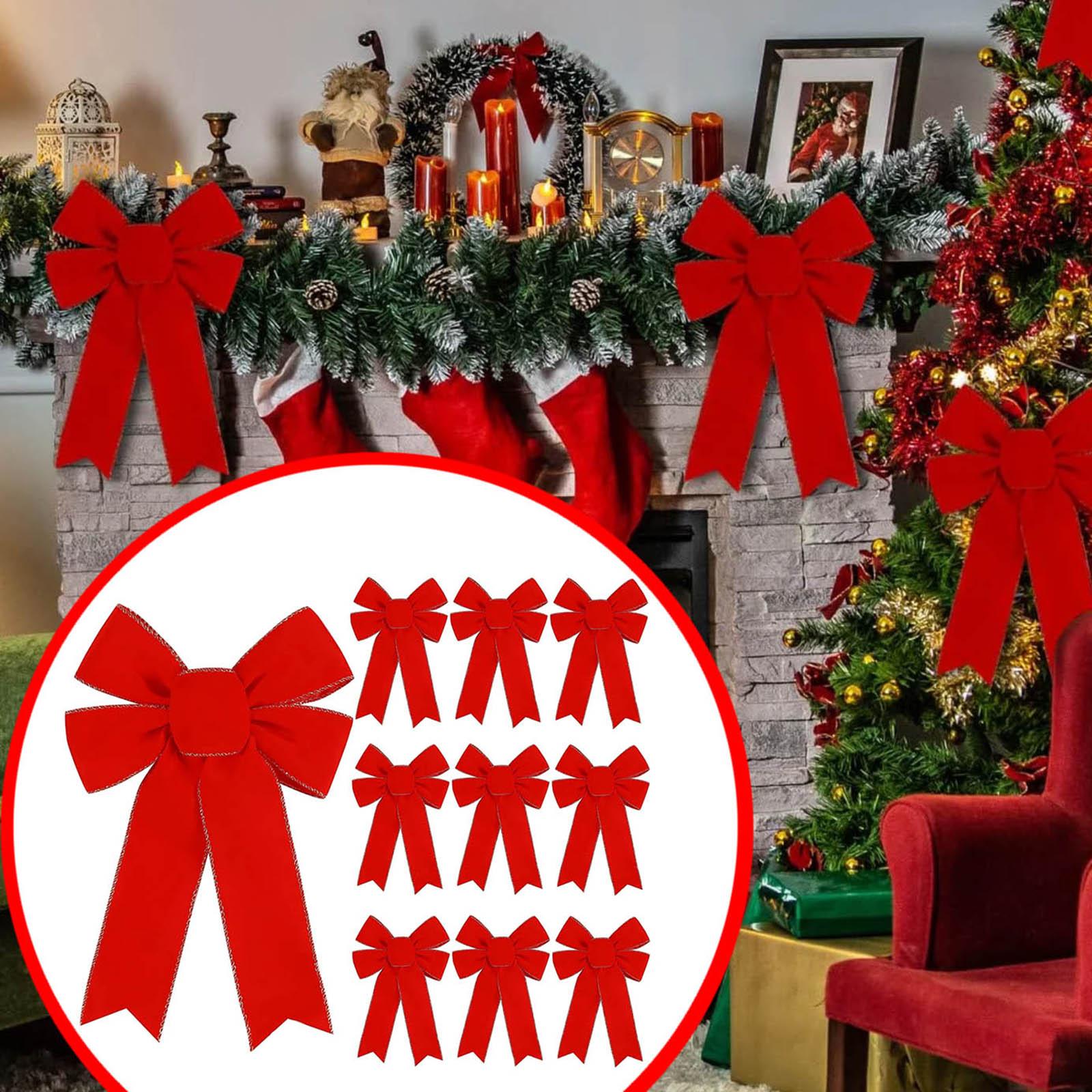 

Christmas Handmade Red Velvet Multi Ear Bow Tie Red Velvet Christmas Decoration Ribbon One Size