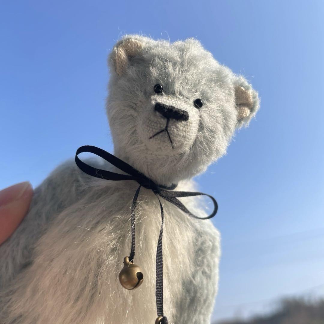 

[USED] Grumpy Blue Bear Plush Toy Teddy Bear Handmade by Overseas Artists