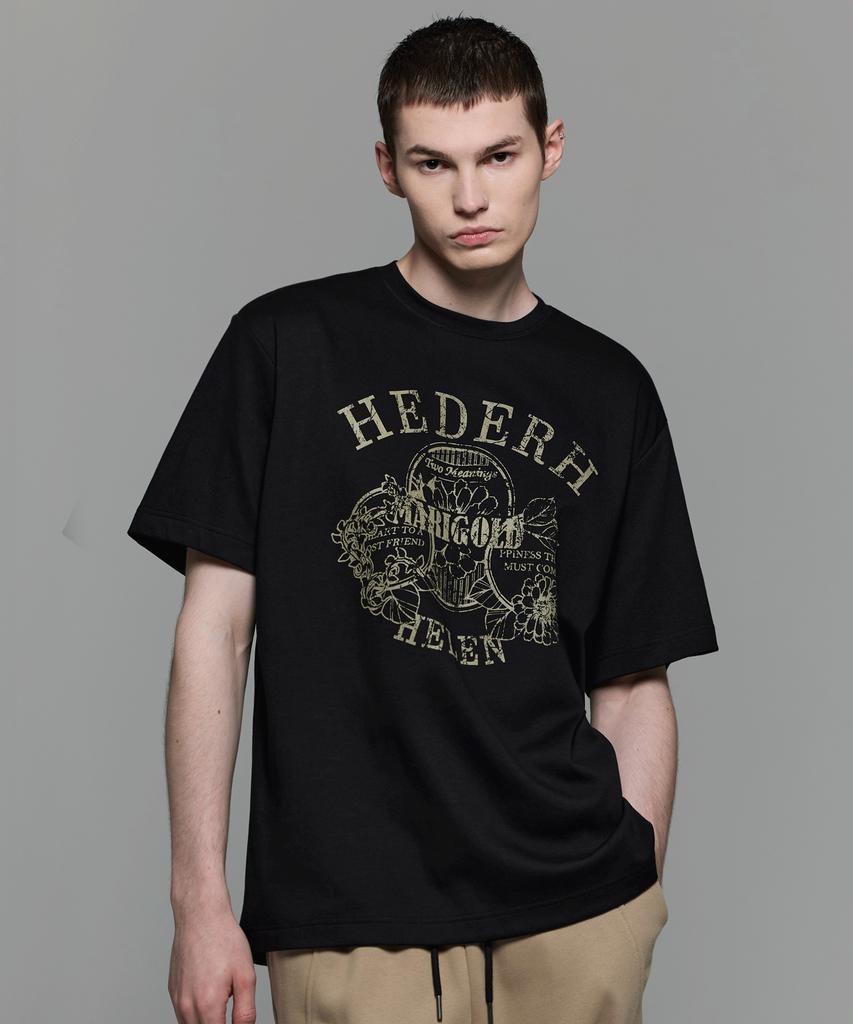 HEDER HELEN Marigold Black Half-T