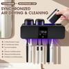 3-in-1 Toothbrush Cleaning Holder for Bathroom, Wall-mounted Toothbrush Holder with Drying and Cleaning Functions, Smart LED Screen