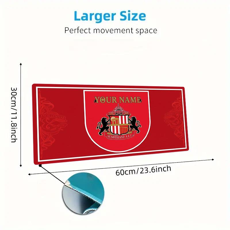 Sunderland Association Football Club Custom Name Large Size Mouse Pad Large Gaming Table Cushion Non-slip Laptop Tablet Big Mousepad XXL Mat Mini PC P