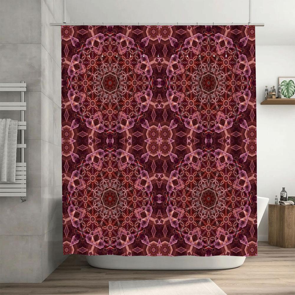 Kaleidoscope Shower Curtain Pink Purple Geometric Pattern Bath Decorations for Home Decoration (180x240cm)
