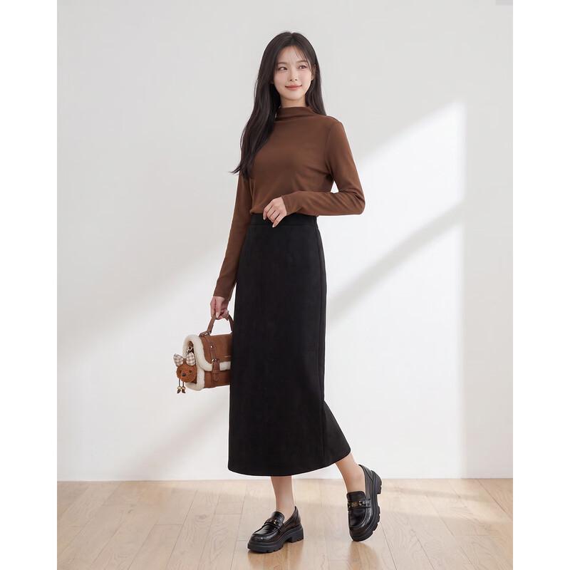 IEF Autumn/Winter Minimalist A-Line Midi Skirt