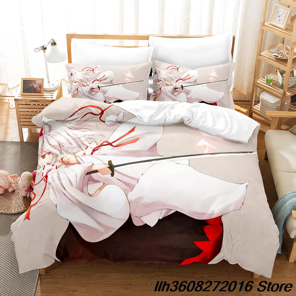 Comforter Kawaii Inubashiri Momiji Touhou Bedding Set Single Twin Full Queen King Size Bed Set Adult Kid Bedroom Three-Piece Suit Ani