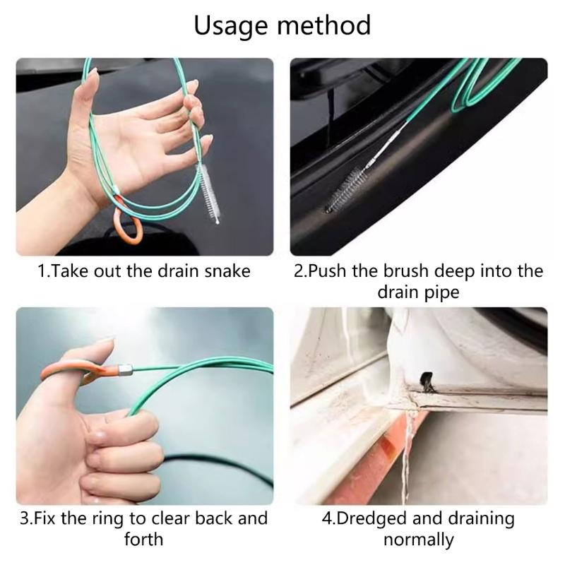81cm/130cm Flexible Car Sunroof Drain Pipe Cleaner Brush For Clogged Windshield Wiper Fuel Tank Drainage Multifunctional