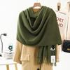 Wool Cashmere Feel Scarf Autumn and Winter Versatile Solid Color Scarf Women's Winter High End Imitation Cashmere Scarf